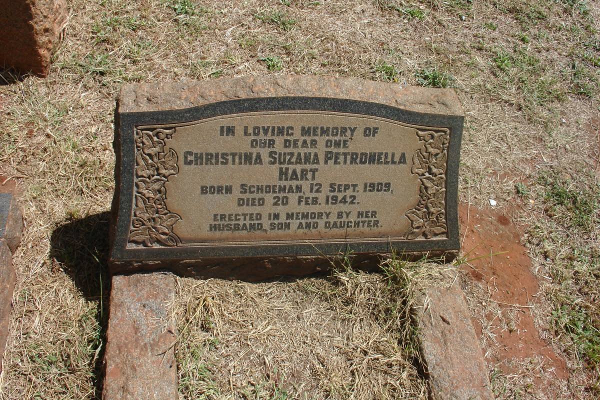 HART Christina Suzana Petronella nee SCHOEMAN 1909-1942
