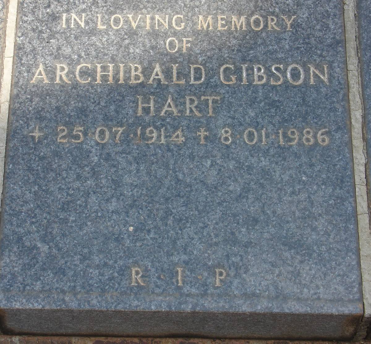 HART Archibald Gibson 1914-1986