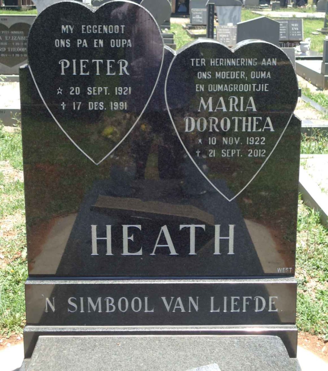 HEATH Pieter 1921-1991 Maria Dorothea 1922-2012
