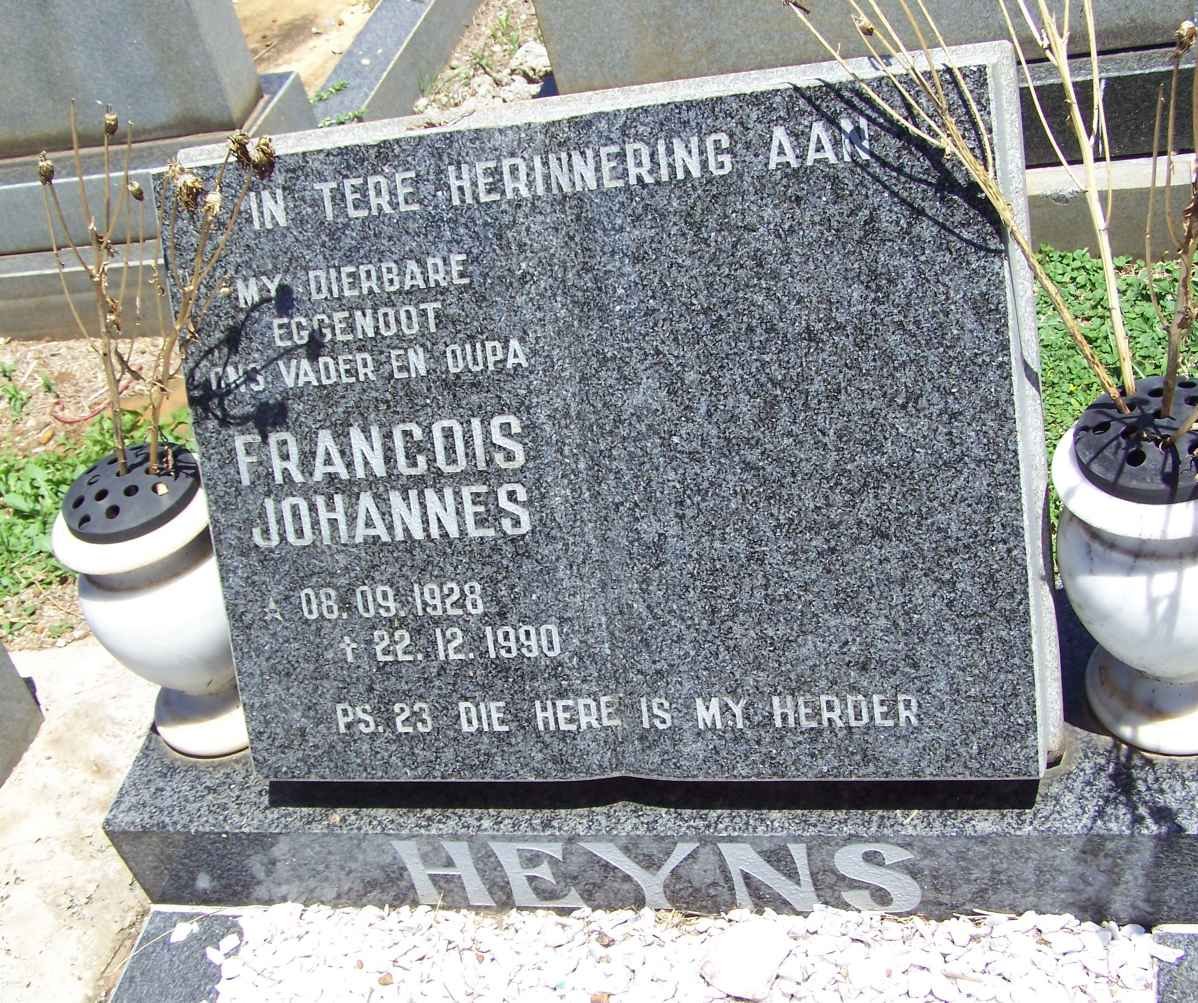 HEYNS Francois Johannes 1928-1990