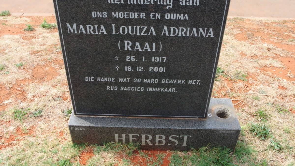 HERBST Maria Louiza Adriana 1917-2001