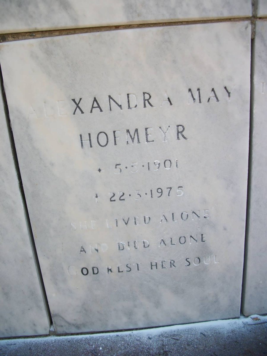 HOFMEYR Alexandra May 1901-1975