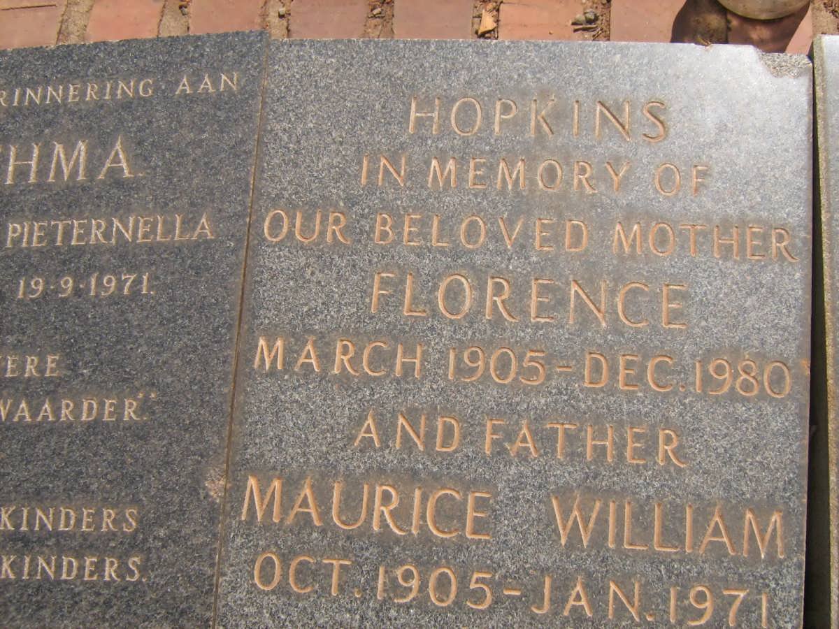 HOPKINS Maurice William 1905-1971 &amp; Florence 1905-1980
