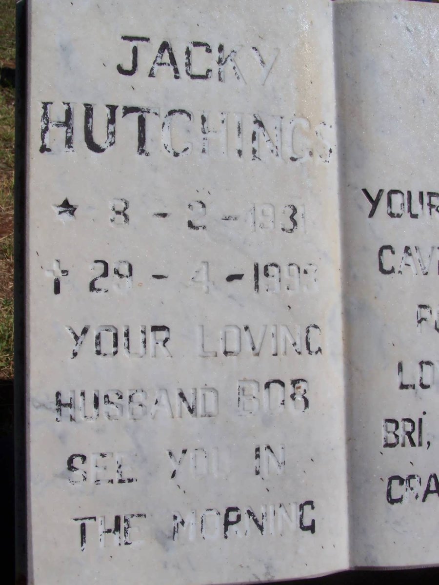 HUTCHINGS Jacky 1931-1993