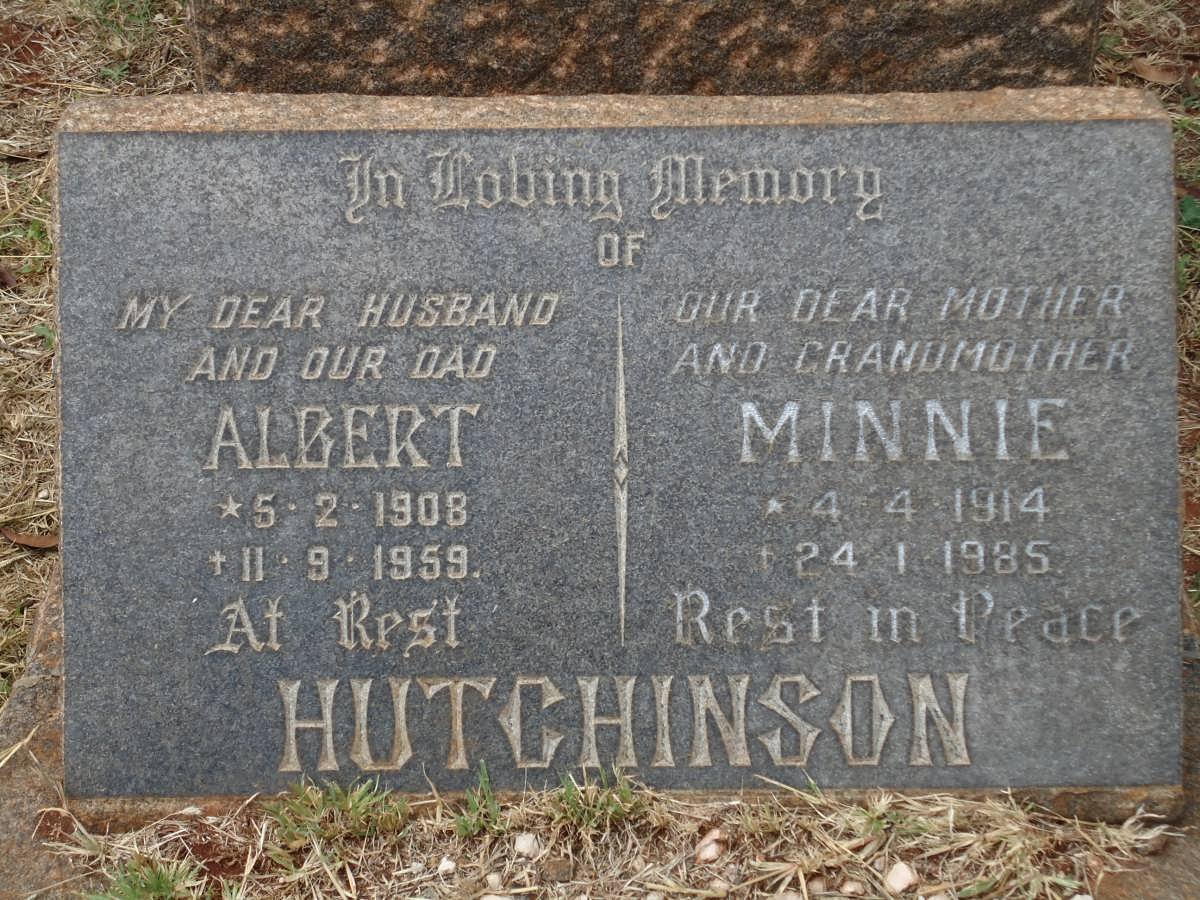 HUTCHINSON Albert 1908-1959 &amp; Minnie 1914-1985