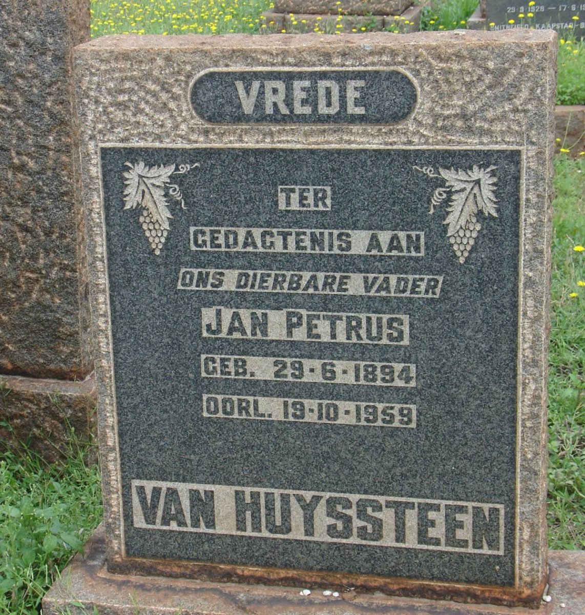 HUYSSTEEN Jan Petrus, van 1894-1959