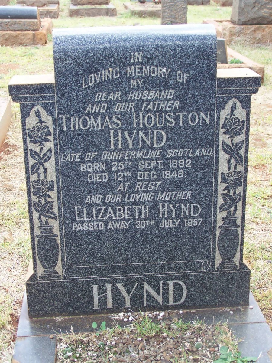 HYND Thomas Houston 1882-1948 &amp; Elizabeth -1957