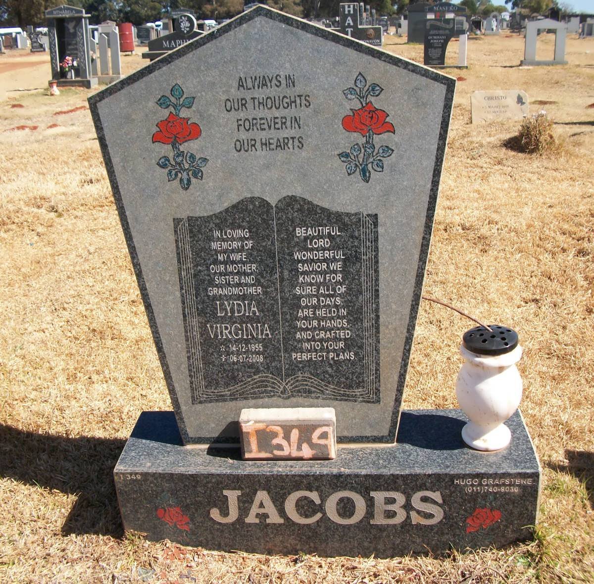 JACOBS Lydia Virginia 1955-2008
