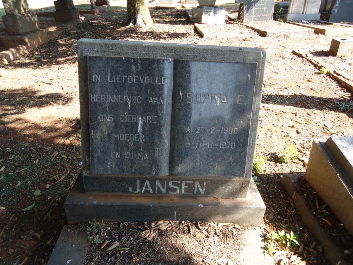 JANSEN Sophia E. 1900-1970