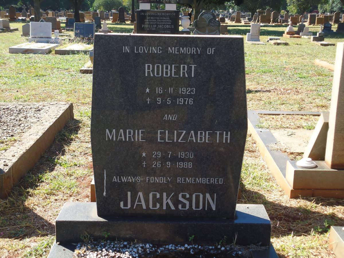 JACKSON Robert 1923-1976 &amp; Marie Elizabeth 1930-1988