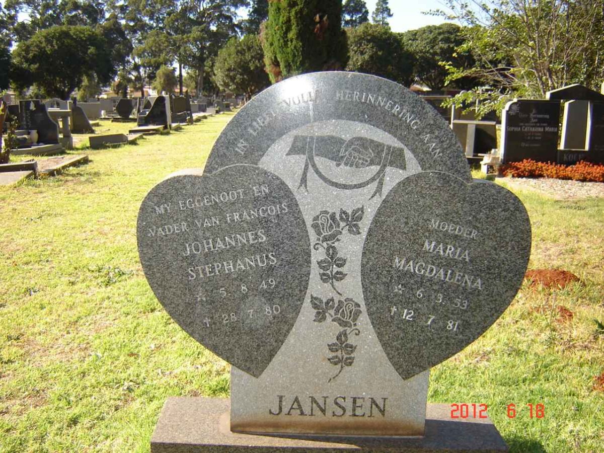 JANSEN Johannes Stephanus 1949-1980 &amp; Maria Magdalena 1953-1981