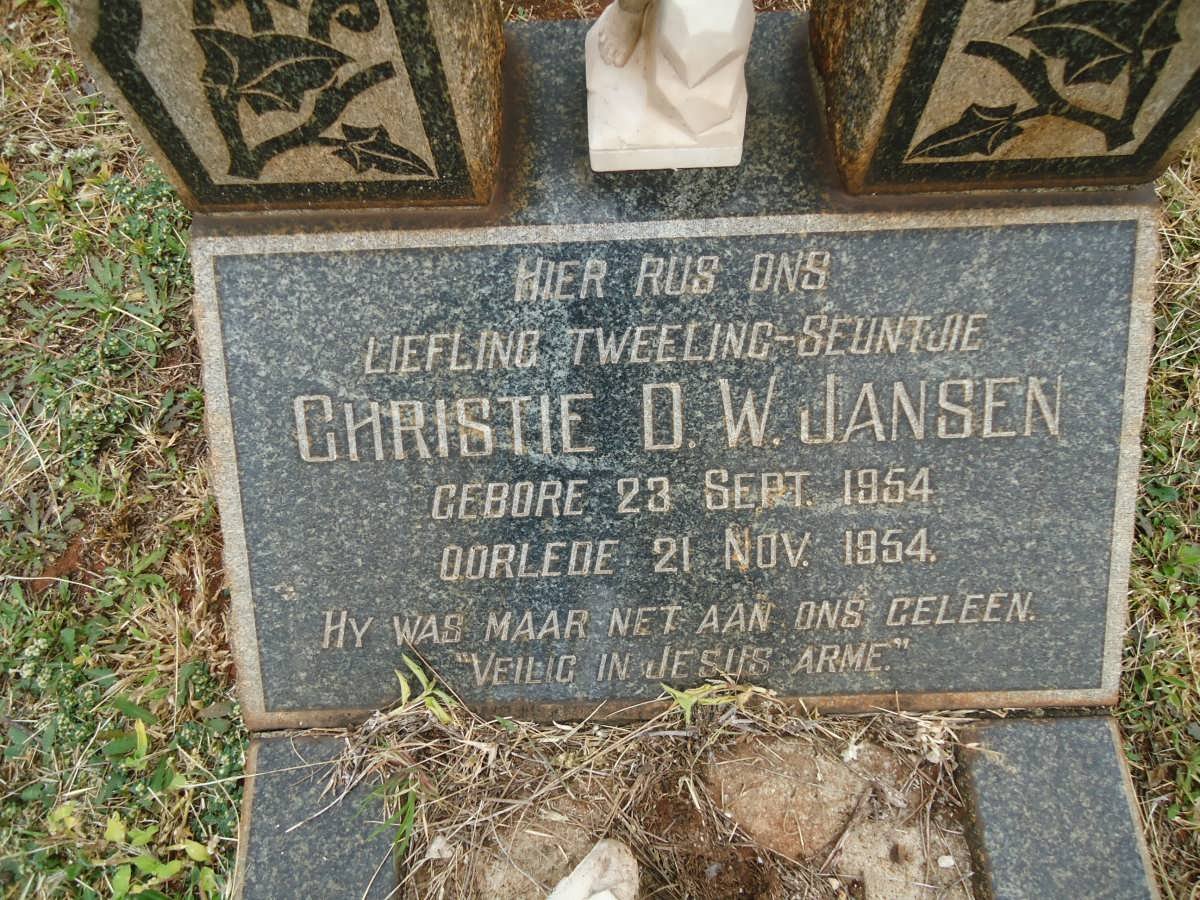 JANSEN Christie D.W. 1954-1954