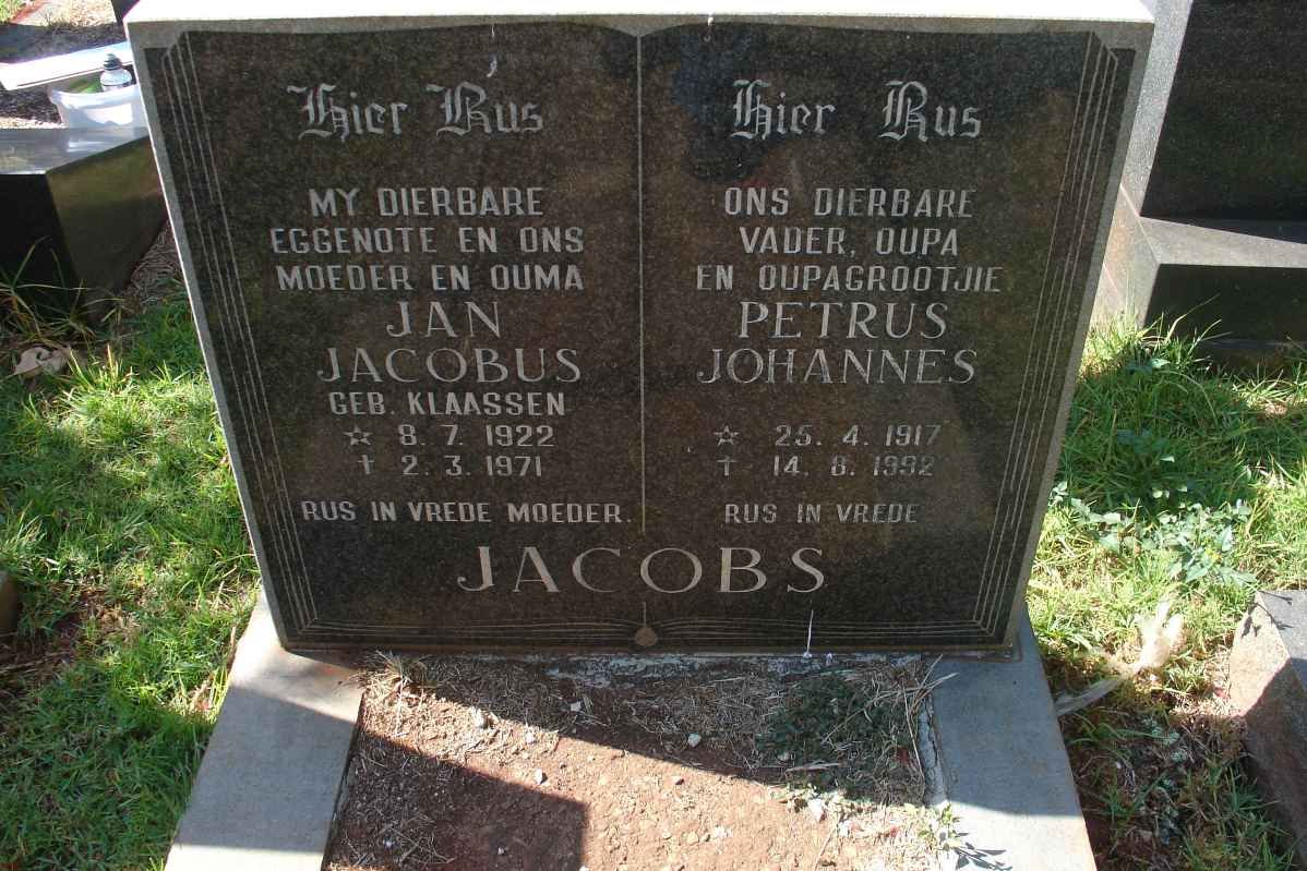 JACOBS Petrus Johannes 1917-1992 &amp; Jan Jacobus KLAASSEN 1922-1971 