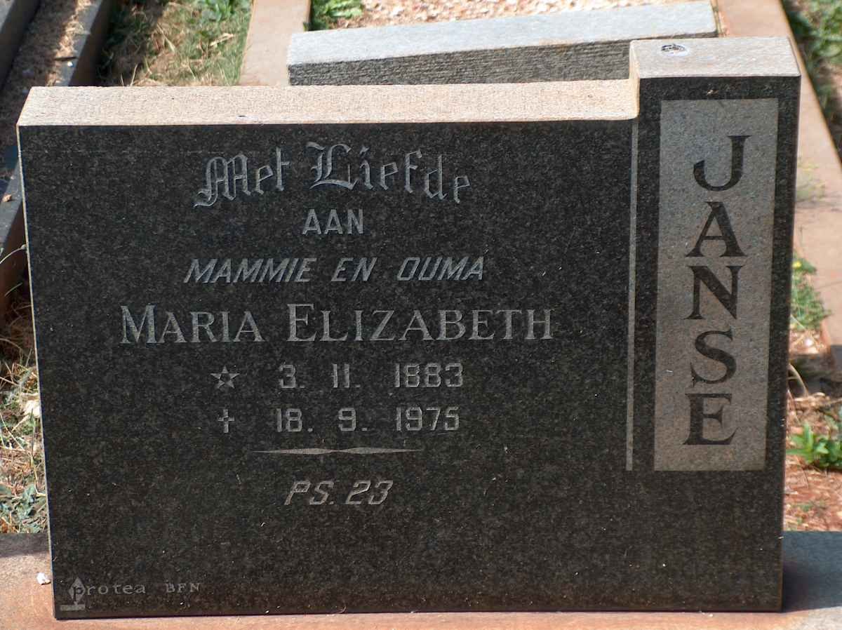 JANSE Maria Elizabeth 1883-1975