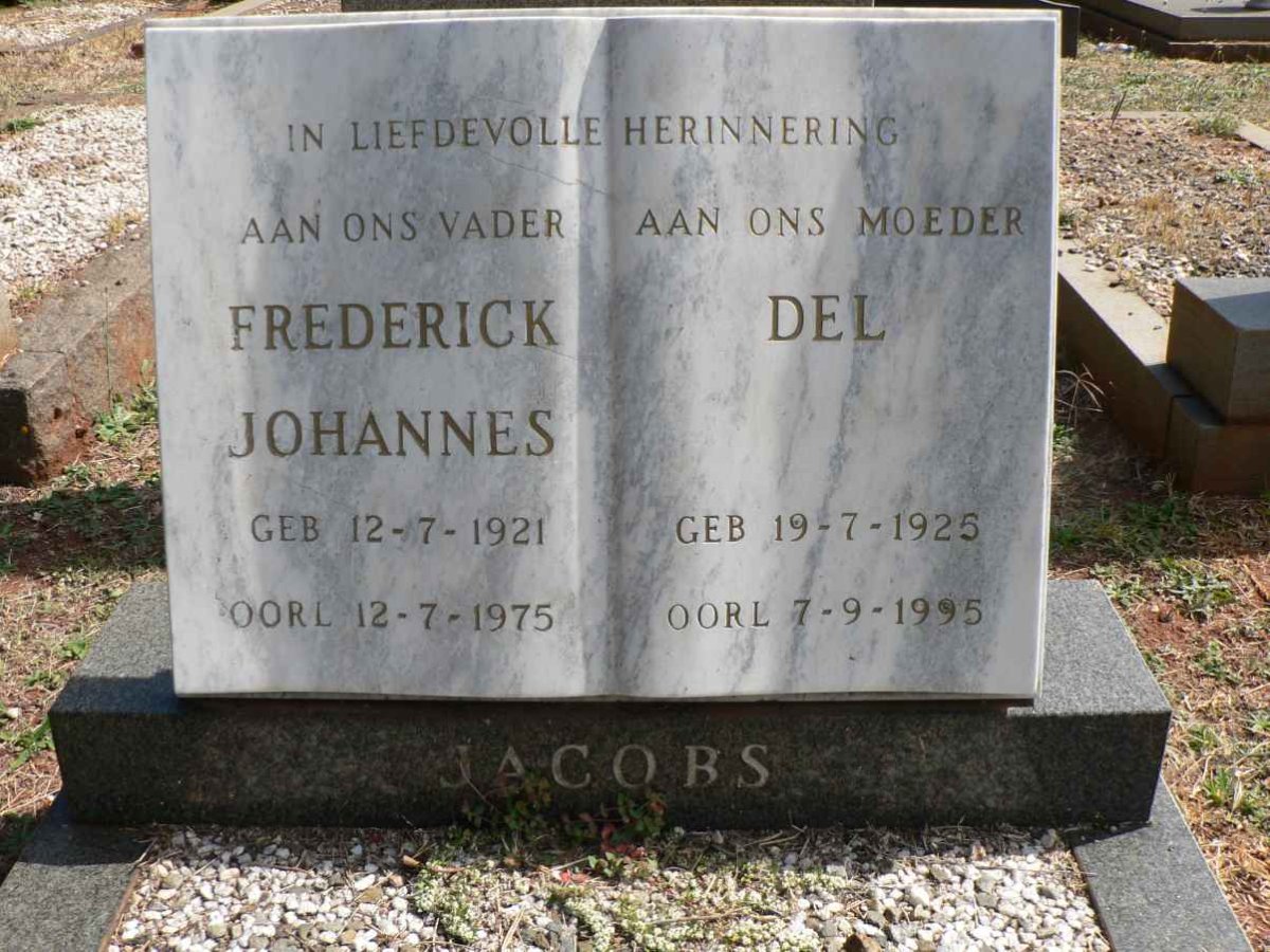 JACOBS Frederick Johannes 1921-1975 &amp; Del 1925-1995