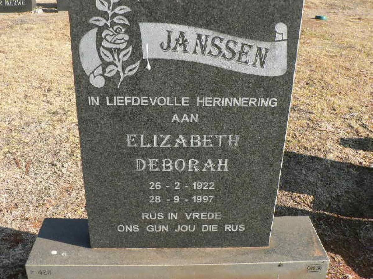 JANSSEN Elizabeth Deborah 1922-1997