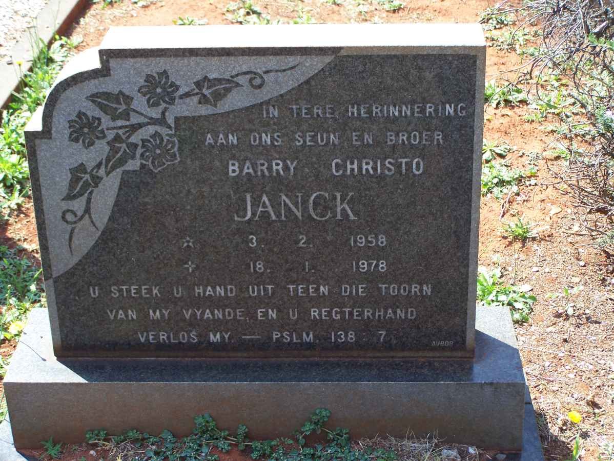 JANCK Barry Christo 1958-1978