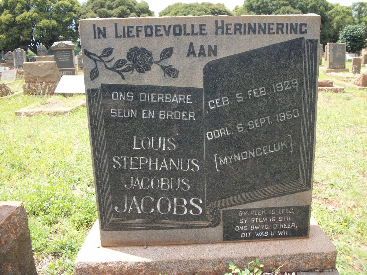 JACOBS Louis Stephanus Jacobus 1929-1953