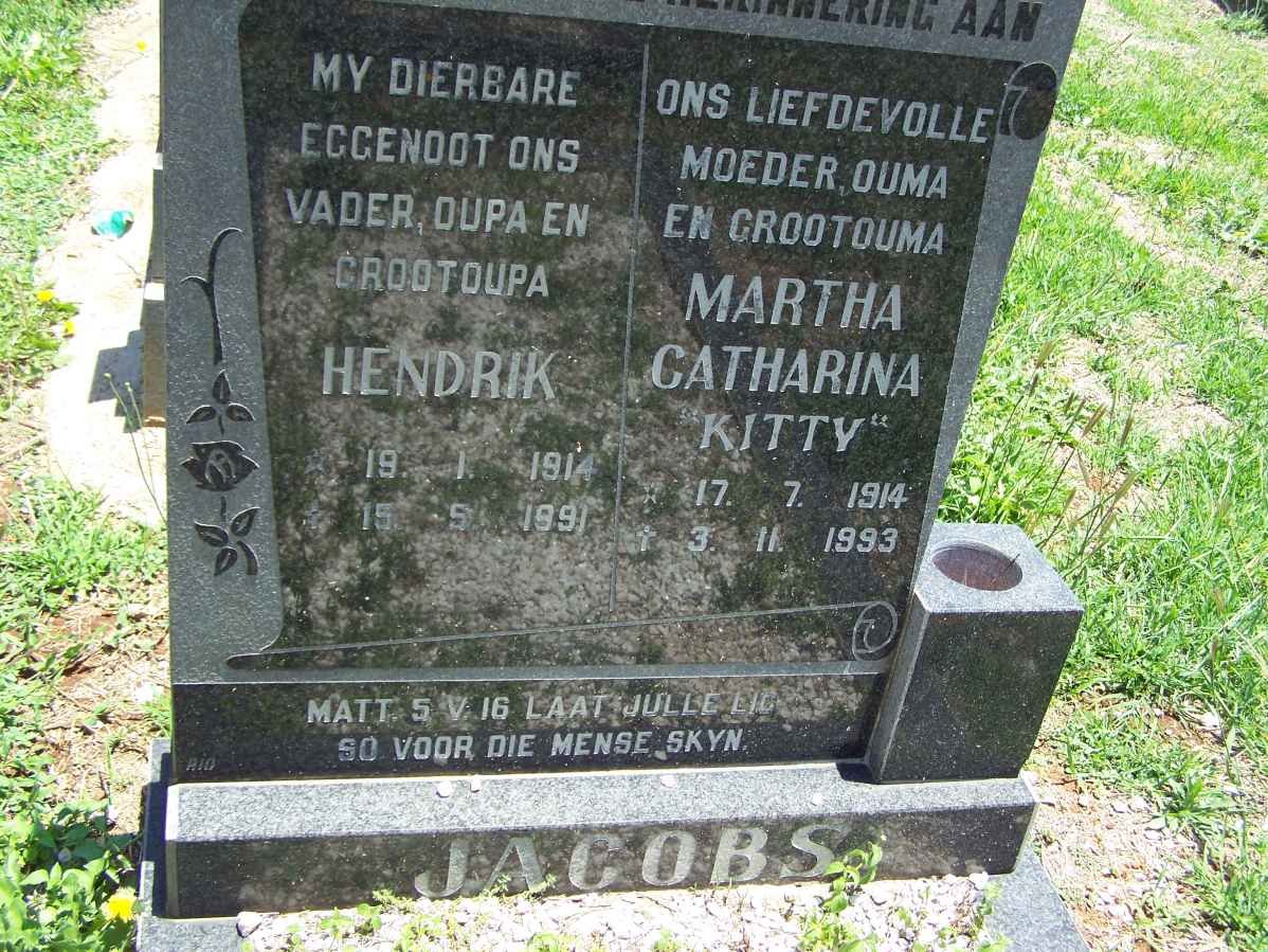 JACOBS Hendrik 1914-1991 &amp; Martha Catharina 1914-1991