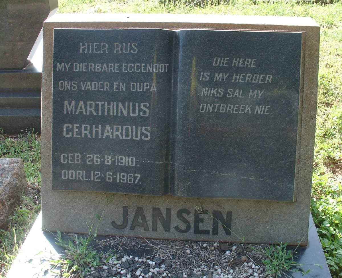 JANSEN Marthinus Gerhardus 1910-1967