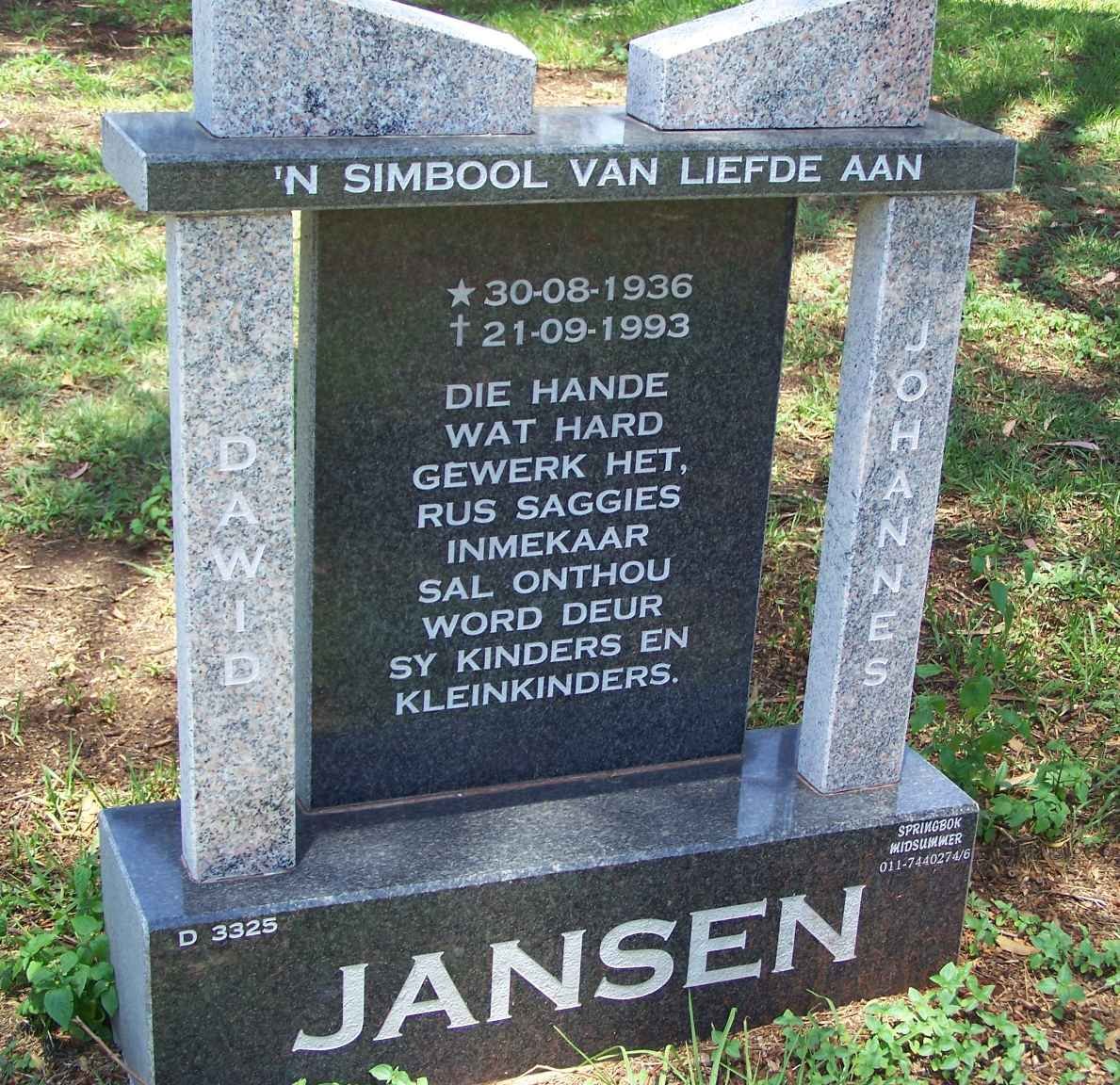 JANSEN Dawid Johannes 1936-1993