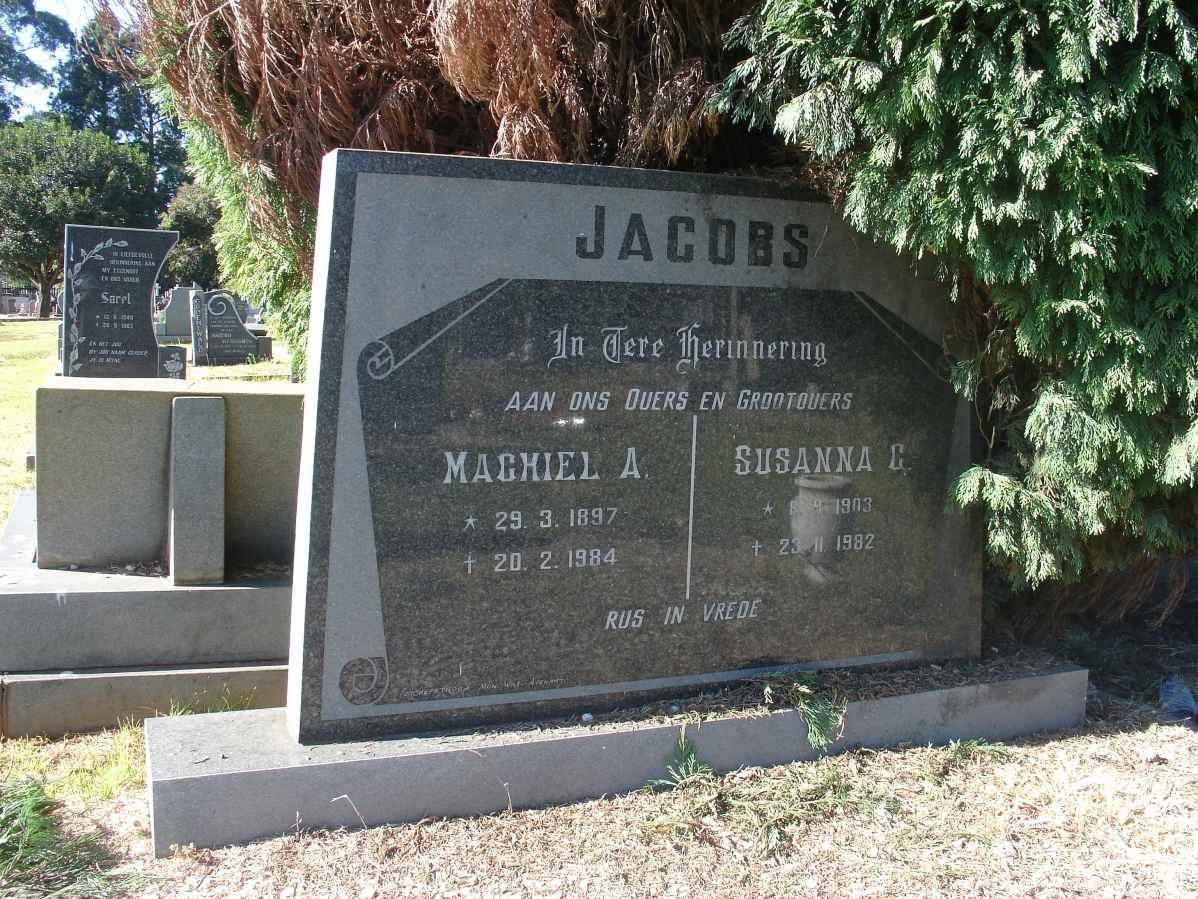 JACOBS Machiel A. 1897-1984 &amp; Susanna C. 1903-1982