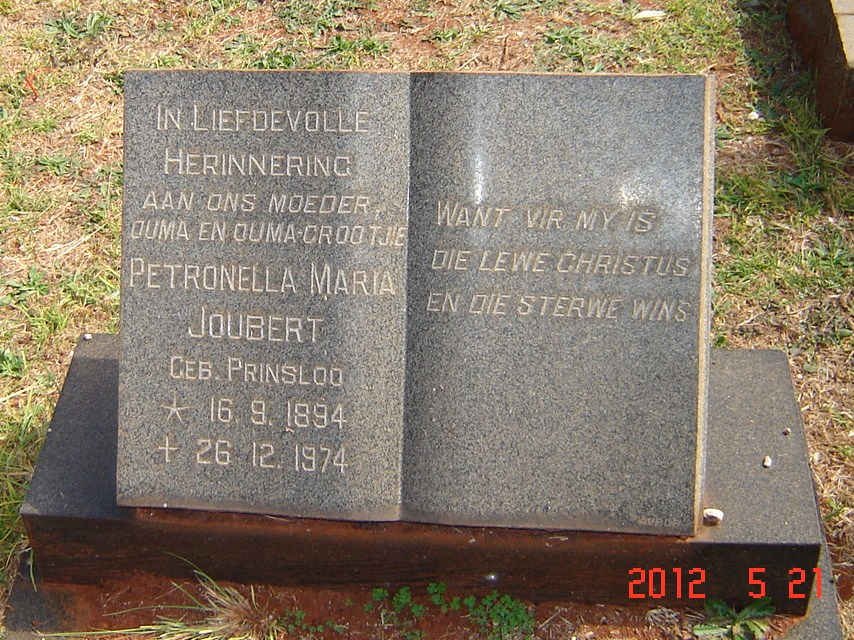 JOUBERT Petronella Maria nee PRINSLOO 1894-1974