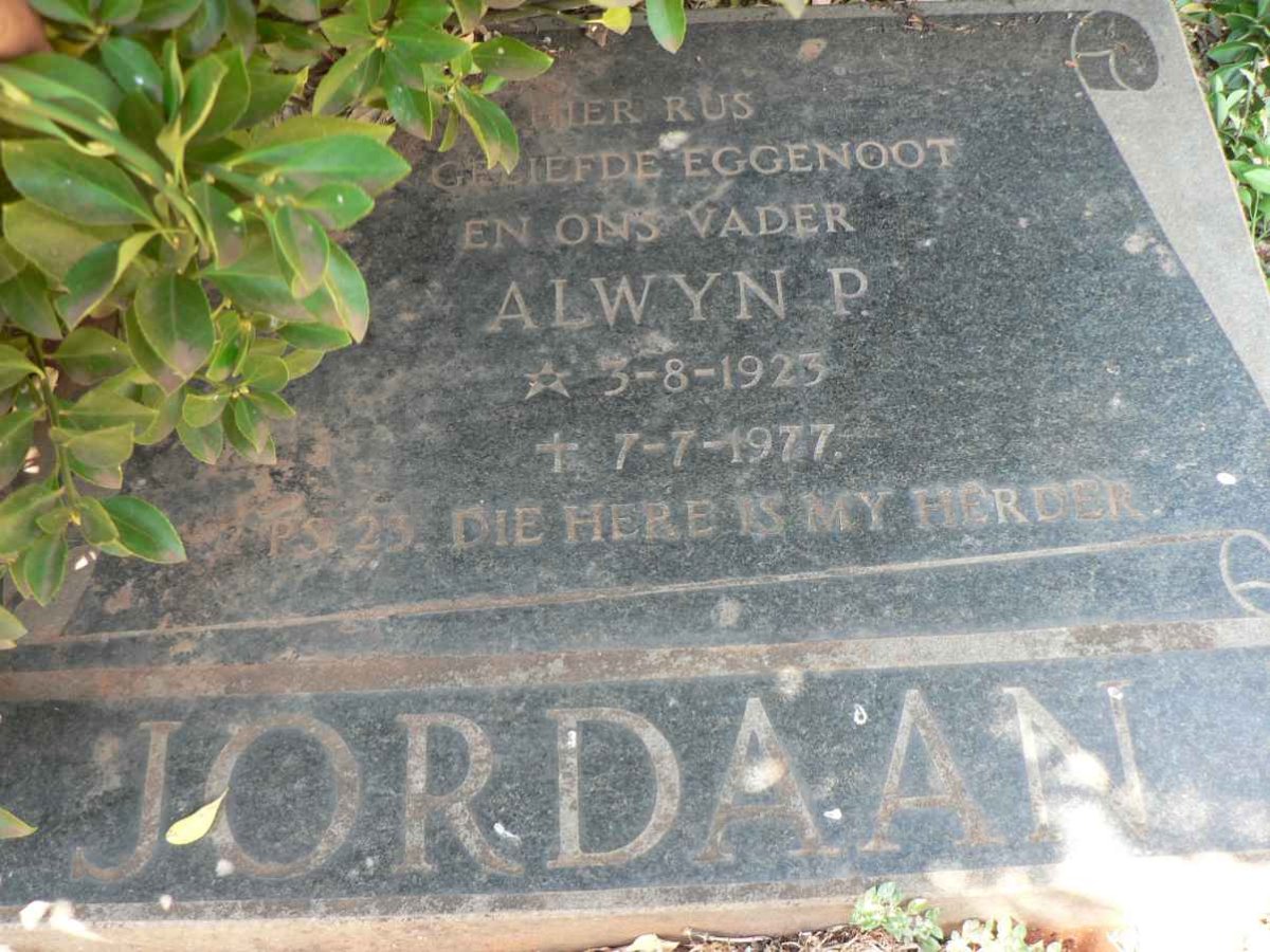 JORDAAN Alwyn P. 1923-1977