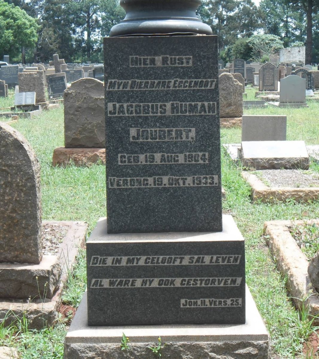 JOUBERT Jacobus Human 1904-1933