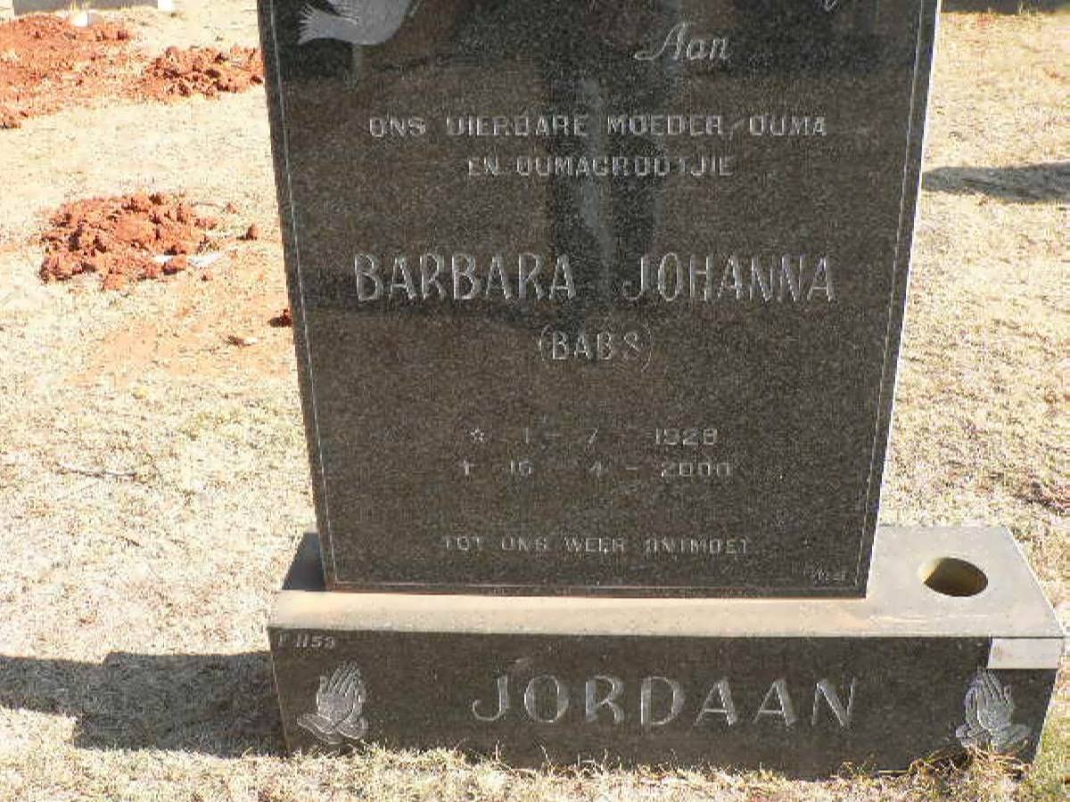 JORDAAN Barbara Johanna 1928-2000