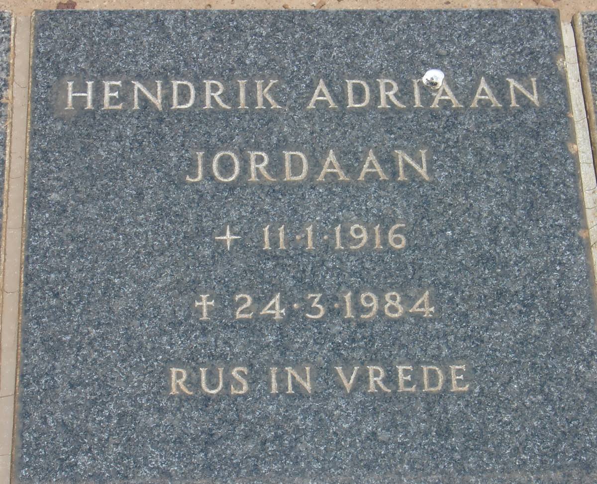 JORDAAN Hendrik Adriaan 1916-1984