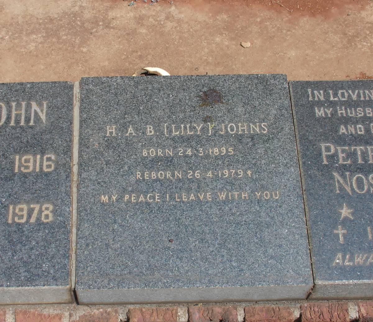 JOHNS H.A.B. 1895-1979