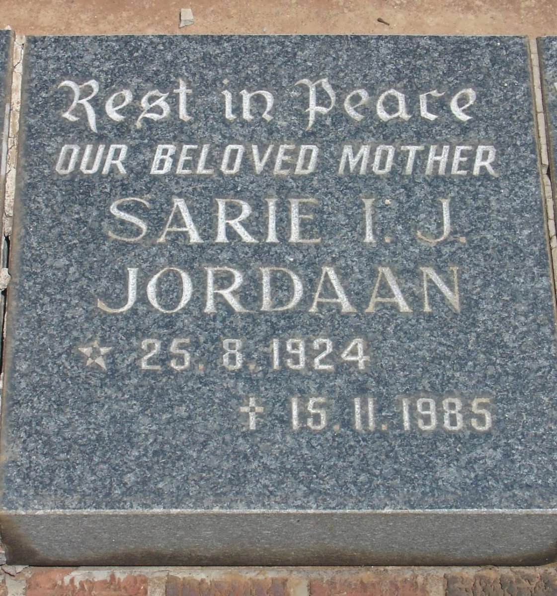 JORDAAN Sarie I.J. 1924-1985