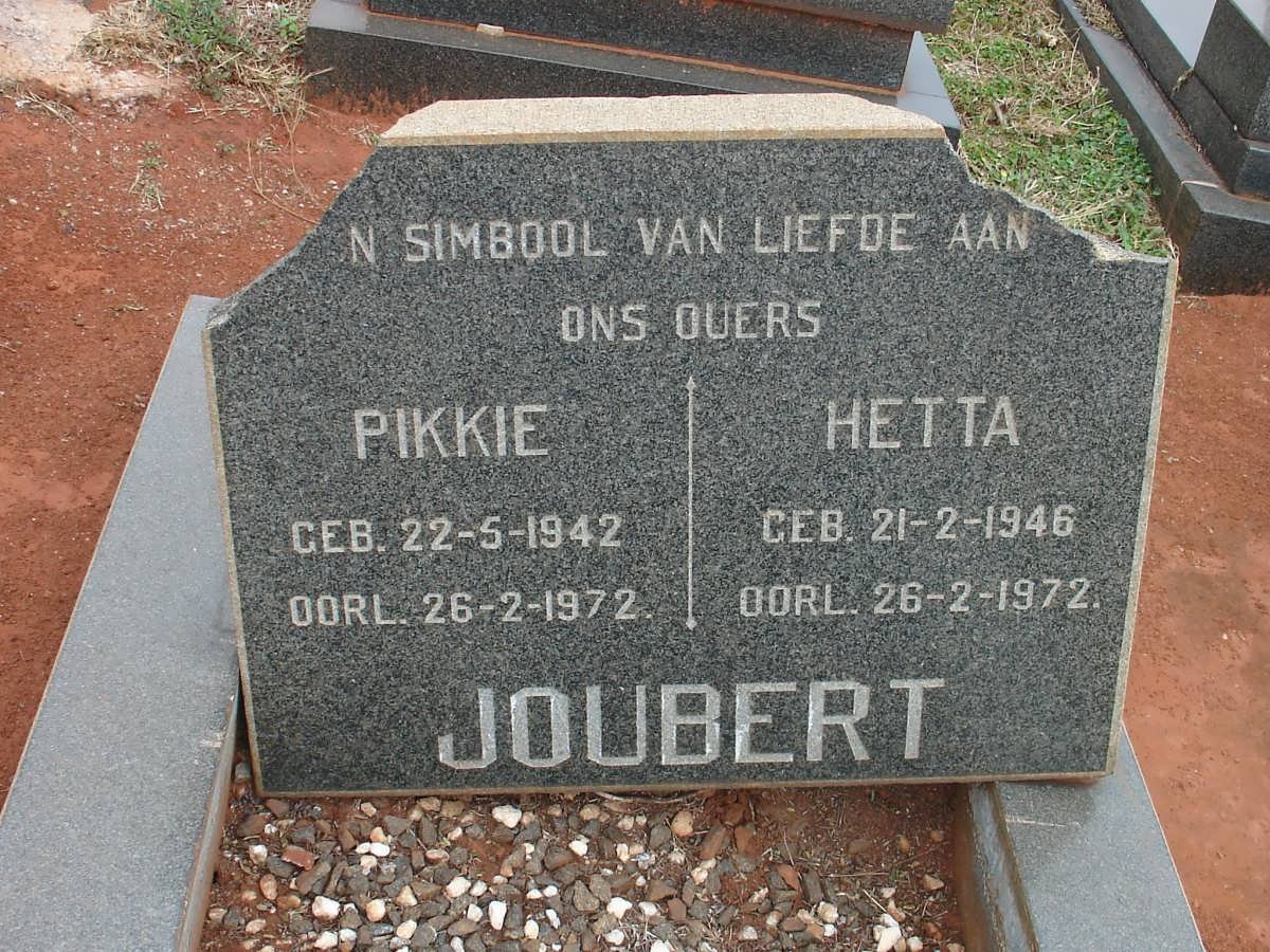 JOUBERT Pikkie 19423-1972 &amp; Hetta 1946-1972