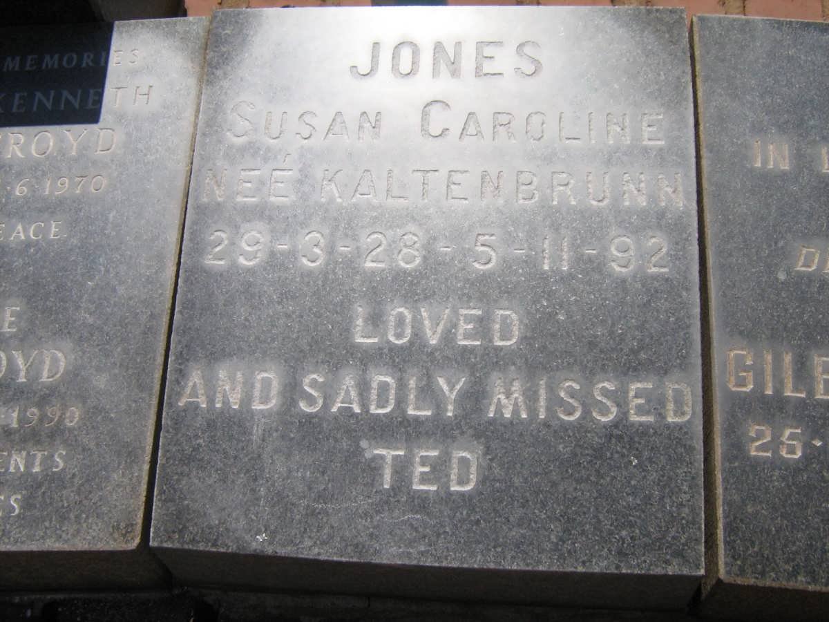 JONES Susan Caroline nee KALTENBRUNN 1928-1992