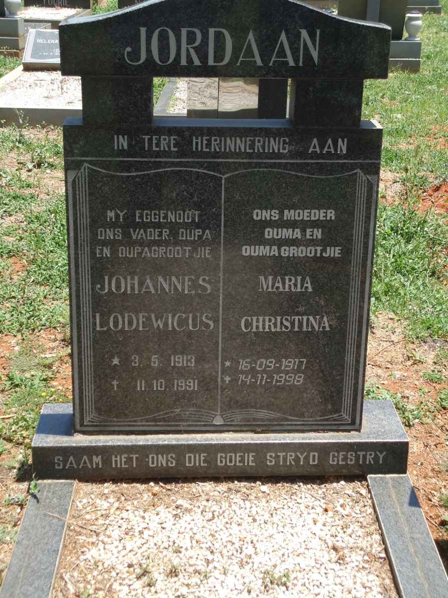 JORDAAN Johannes 1913-1991 &amp; Maria Christina 1917-1998