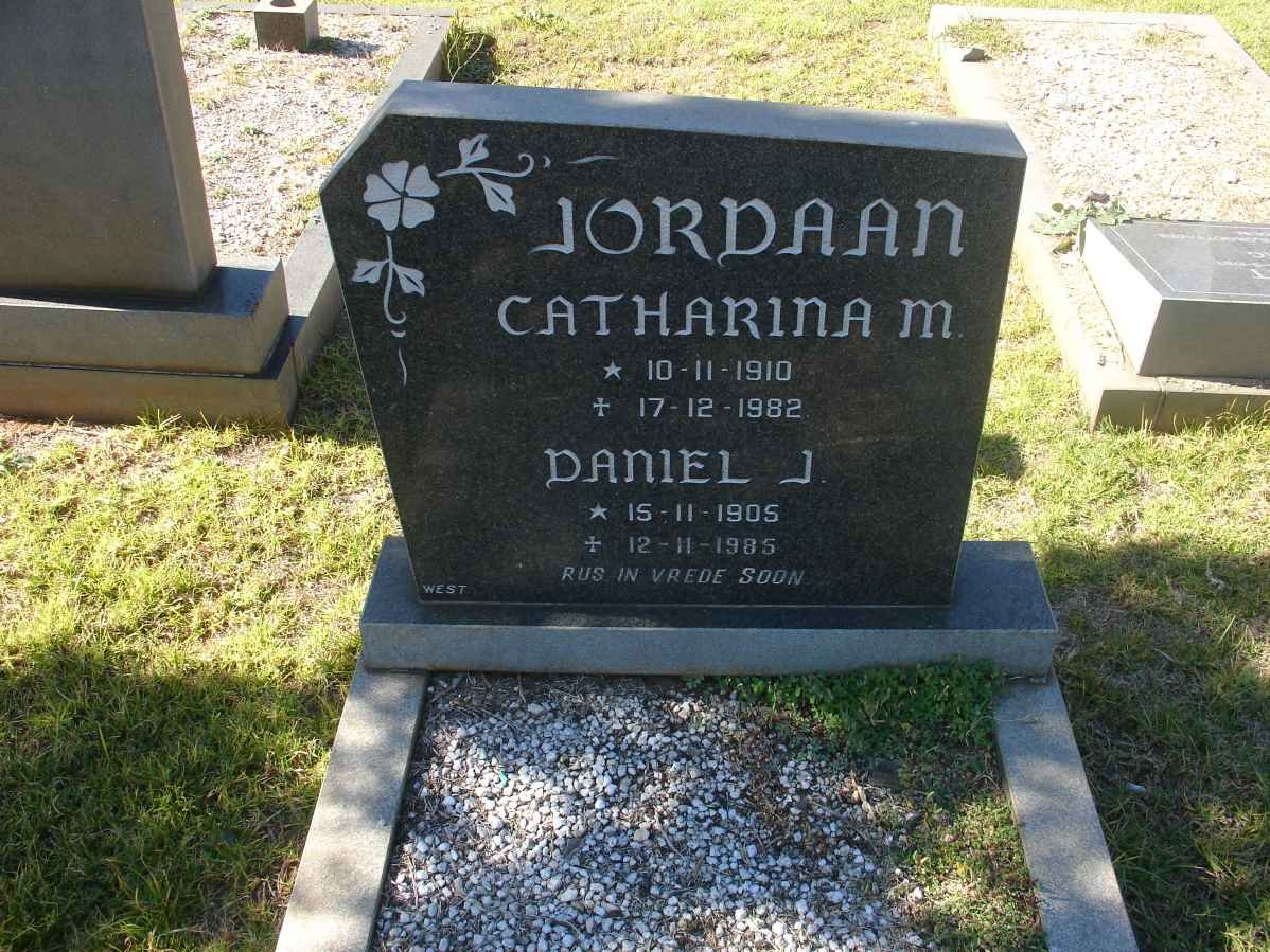 JORDAAN Daniel J. 1905-1985 &amp; Catharina M. 1910-1982