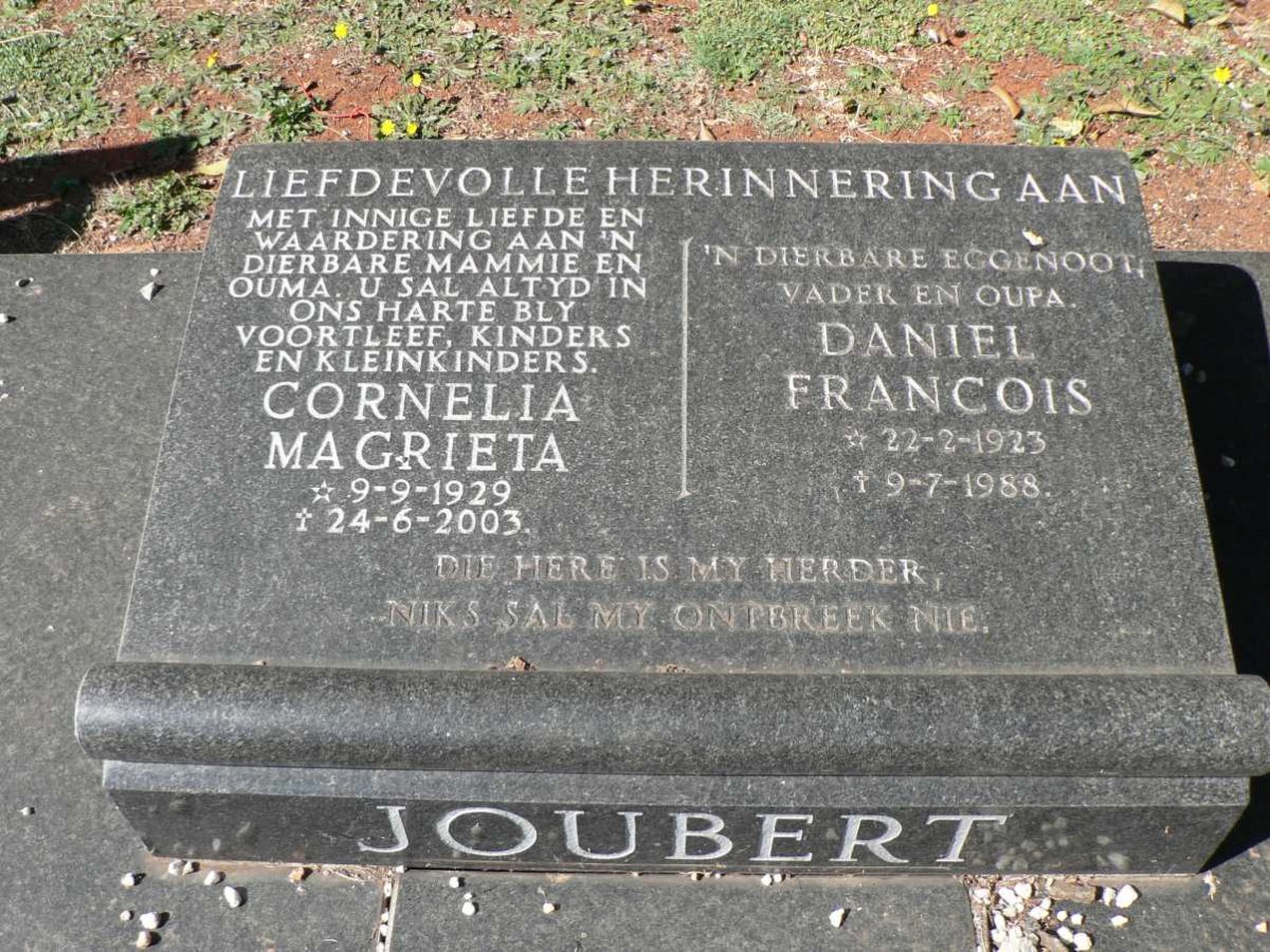 JOUBERT Daniel Francois 1923-1988 &amp; Cornelia Magrieta 1929-2003