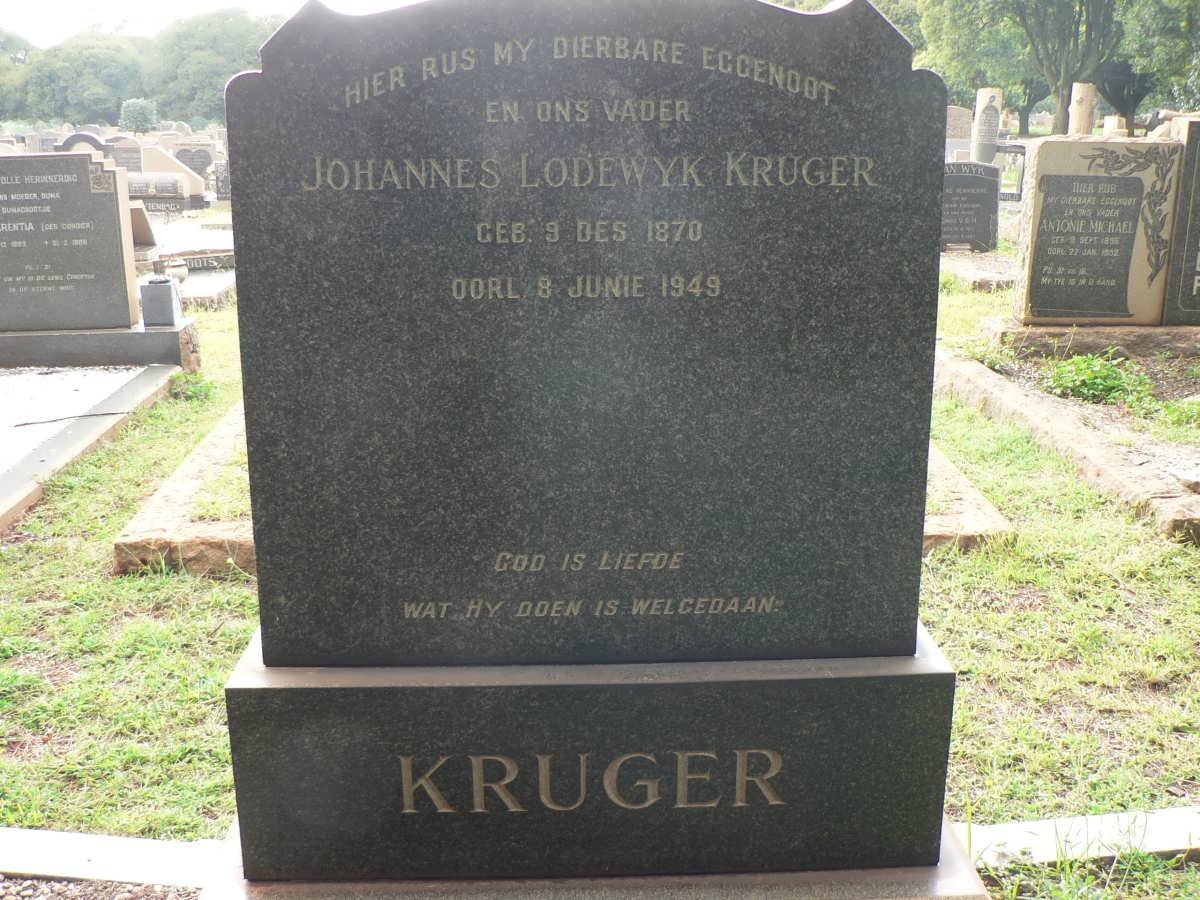 KRUGER Johannes Lodewyk 1870-1949