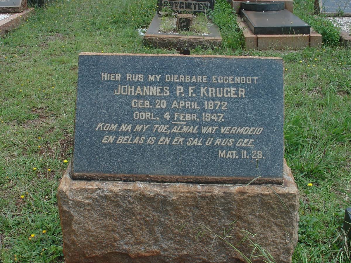 KRUGER Johannes P.F. 1872-1947