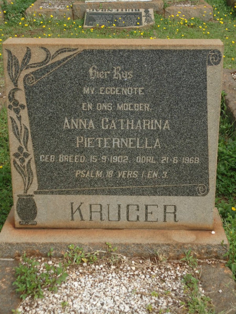 KRUGER Anna Catharina Pieternella geb BREED 1902-1968