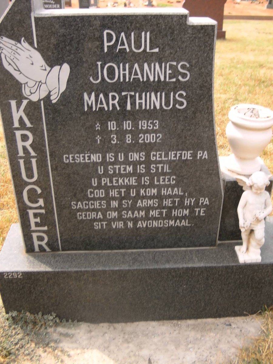 KRUGER Paul Johannes Marthinus 1953-2002