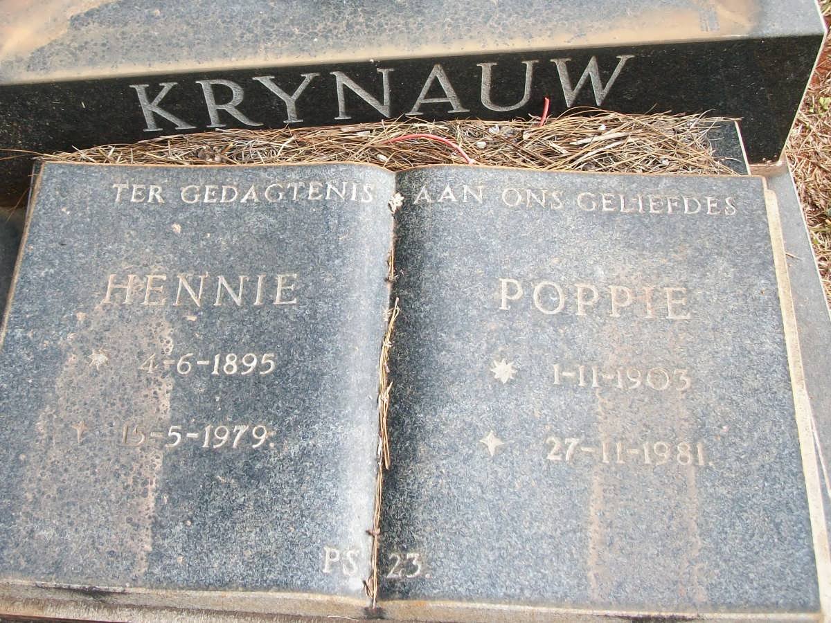 KRYNAUW Hennie 1895-1979 &amp; Poppie 1903-1981