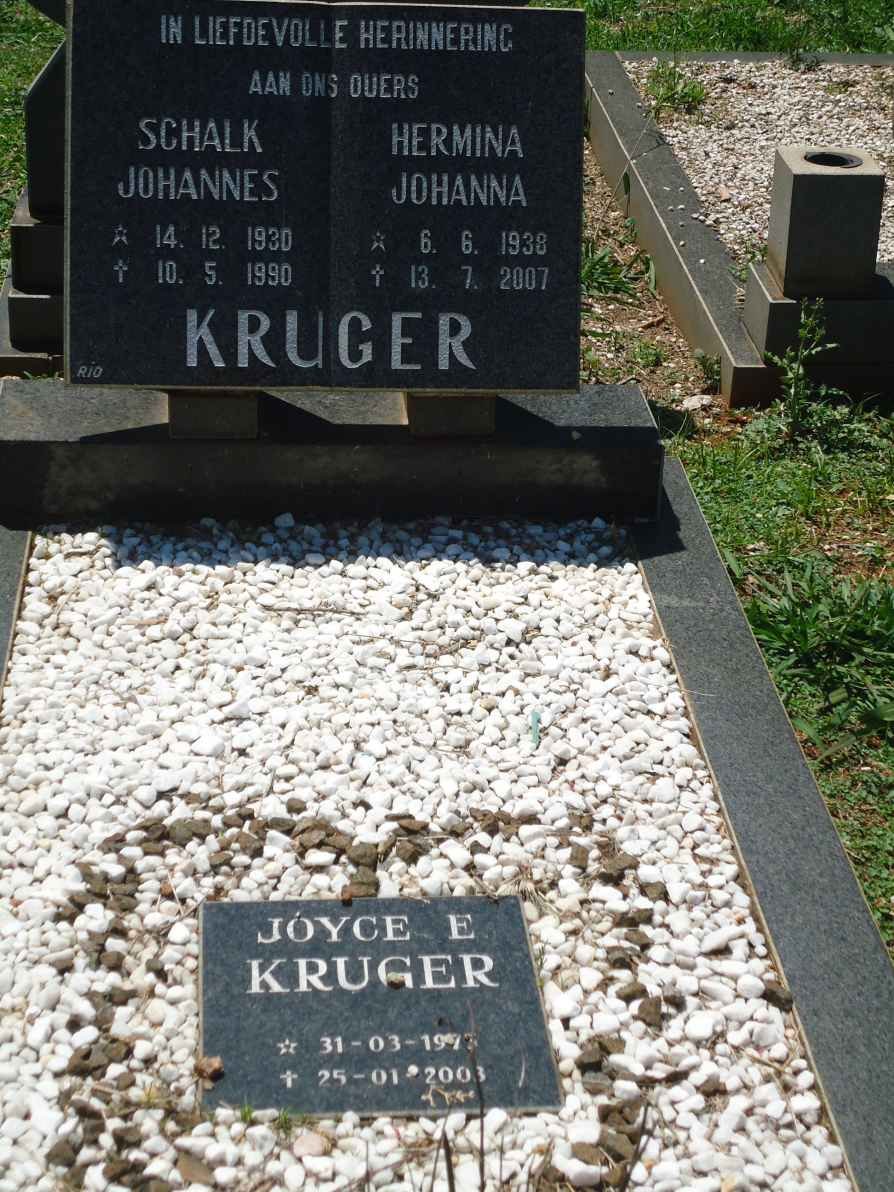 KRUGER Schalk Johannes 1930-1990 &amp; Hermina Johanna 1938-2007 :: KRUGER Joyce E. 1973-2001
