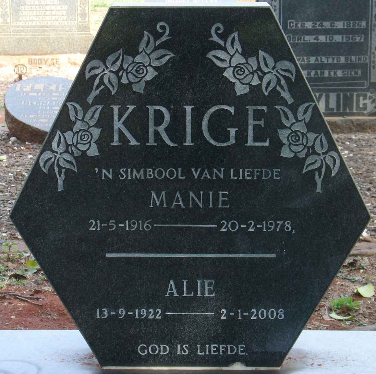 KRIGE Manie 1916-1978 &amp; Alie 1922-2008