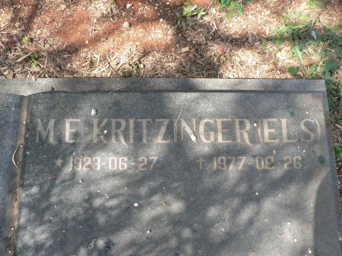 KRITZINGER M.E. nee ELS 1923-1977