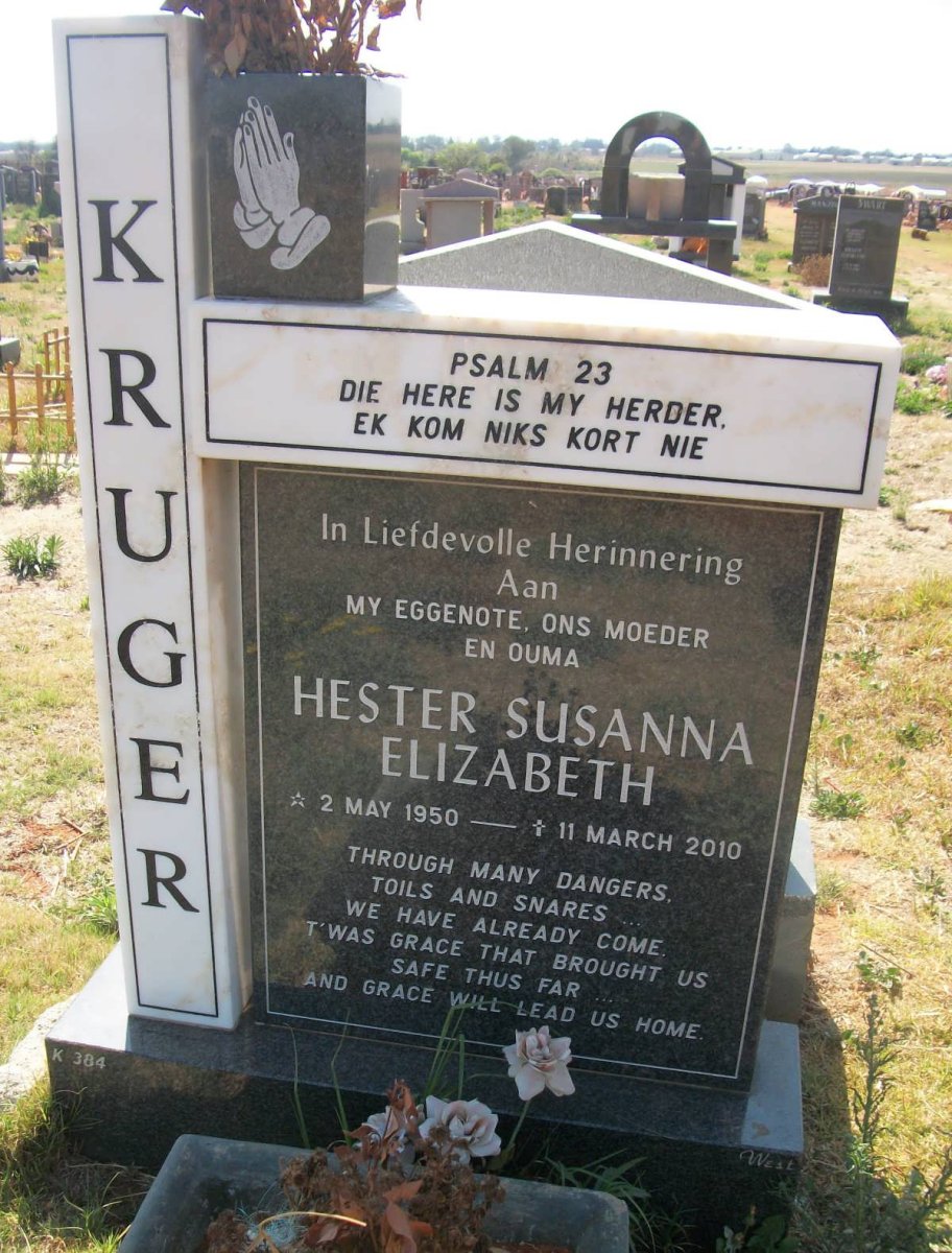 KRUGER Hester Susanna Elizabeth 1950-2010
