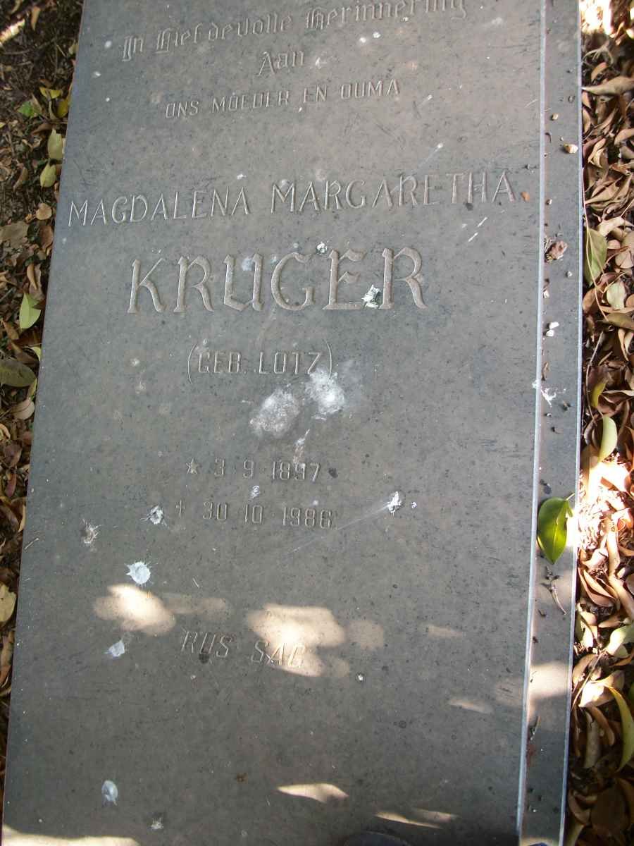 KRUGER Magdalena Margaretha geb LUTZ 1897-1986