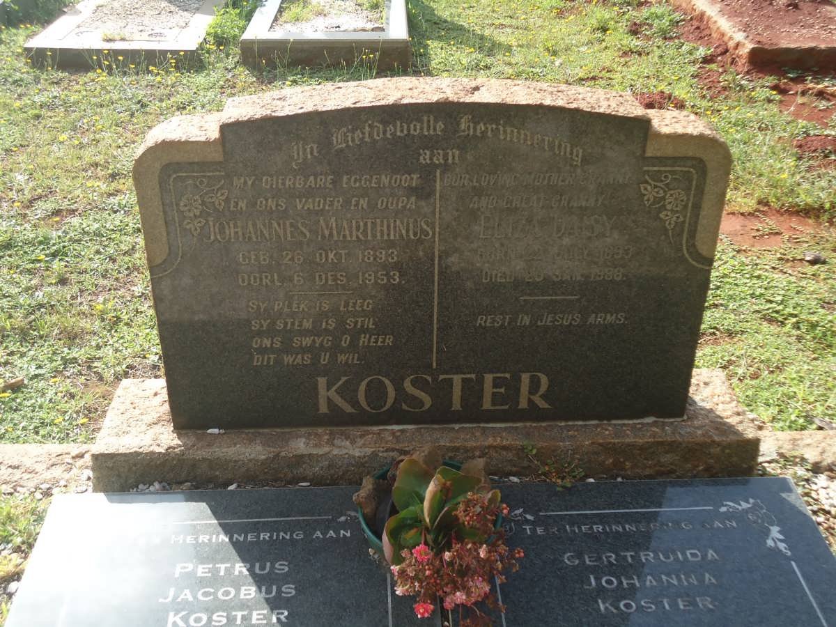 KOSTER Johannes Marthinus 1893-1953 &amp; Eliza Daisy 1893-1988
