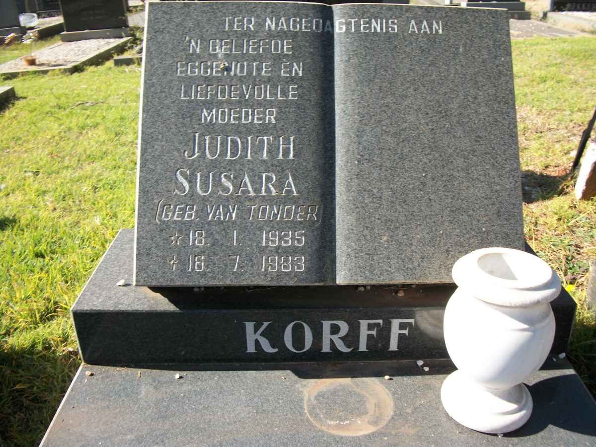 KORFF Judith Susara geb VAN TONDER 1935-1983